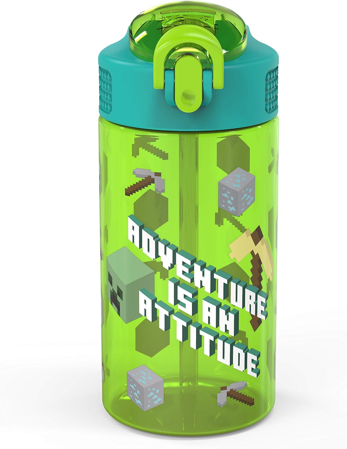 Zak Designs Minecraft Kids Spout Cover and Builtin Carrying Loop, Leak