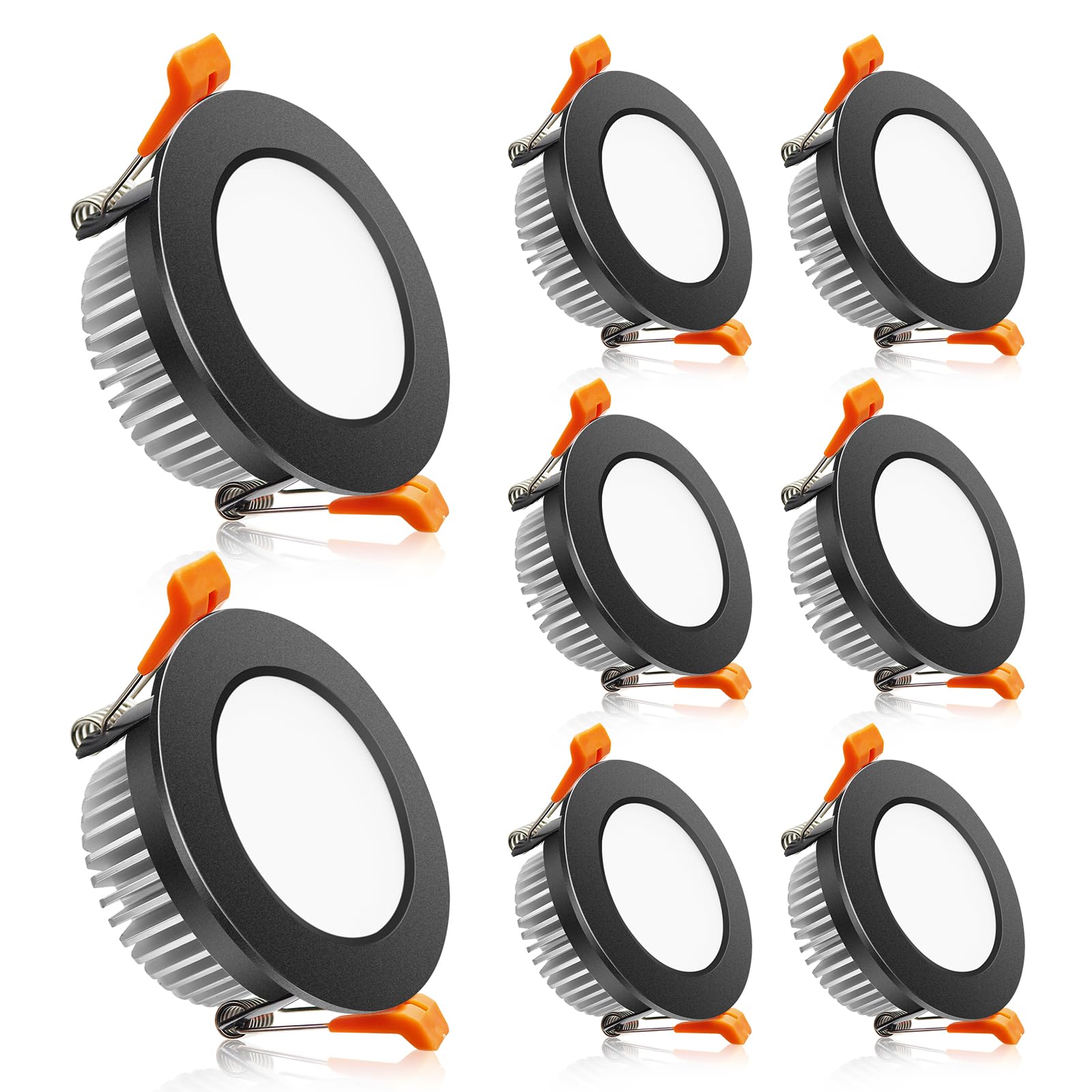 Photo 1 of 2 Inch LED Downlight, Recessed Lighting Dimmable Ceiling Light, 3W, 5500K Daylight White, CRI80 with LED Driver(35W Halogen Equivalent), Black 8 Pack