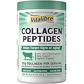 Vitalibre Bovine Collagen Peptides Powder for Women and Men, Grass-Fed Hydrolyzed Collagen Protein Type I & III, Skin, Hair, Nails, Bones, Digestion, Unflavored, Non-GMO, Keto & GF, 11 Servings, 8oz