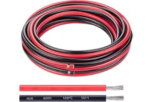 Shirbly 6 AWG Electrical Wire - 20FT Red & 20FT Black Tinned Copper Cable for Car Audio Automotive Trailer Marine, PV Wire for Low Voltage LED Light (6AWG 20FT Red + 20FT Black)