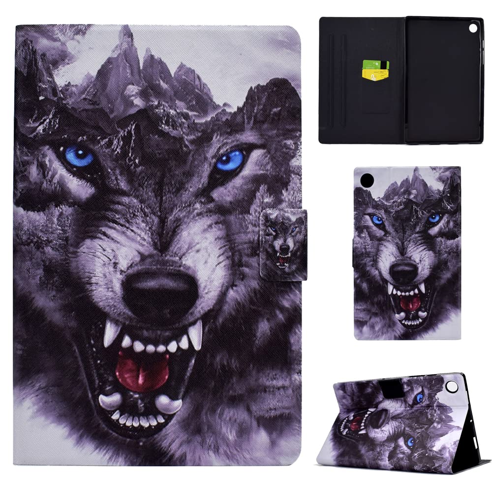 CASAFUNY Wolfshund Ultra Slim PU Leather Case Cover with Stand Function for Lenovo Tab M10 Plus 3rd Gen 10.6" TB-125/128FU, Wolfshund