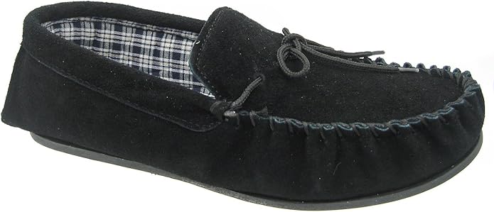 black moccasin slippers