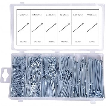 Sicherungssplinte Splinte Sortiment Sortimentskasten Länge 25-64 mm 1000-tlg. (im Aufbewahrungsbox/Sortimentsbox)