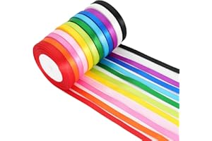 Multicolor Satin Ribbons for Crafting Rainbow Colorful Ribbon for Gift Wrapping Birthday Party Decorations, Double Face Thin 