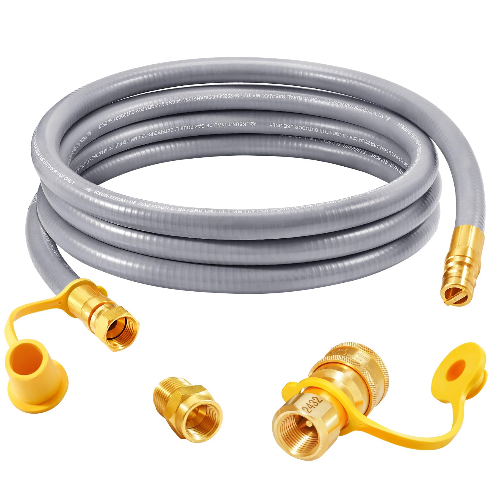 Photo 1 of GasSaf 8 FT Natural Gas Hose with Quick Connect Fitting, Natural Gas Conversion Kit for Gas Grill, Generator, Patio Heater and More - CSA Certified