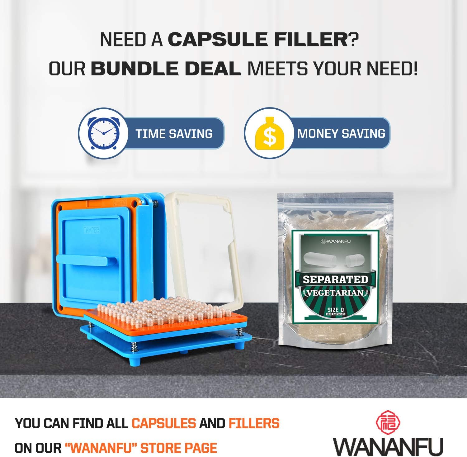 WANANFU Separated Empty Capsules Size 0 Vegetarian (1000 Count), Compatible with Capsule Filling Machine 0 - Image 5
