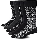 Tommy Hilfiger Mens Dress Socks - 5 Pack Lightweight Patterned Everyday Long Work Socks for Men for Casual & Formal Wear