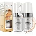 2PCS TLM Color Changing Foundation, Flawless Colour Changing Warm Skin Tone Liquid Foundation for Mature Skin, Waterproof Moisturizing Foundation Makeup Base Nude Concealer Full Coverage SPF15