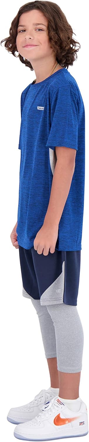 Hind Boys 3-Piece Athletic Short Set for Kids Basketball Shorts Athletic T-Shirt and Leggings for Sports and Training: Clothing