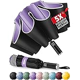 Seniny Inverted Travel Umbrella, Automatic Umbrellas for Rain, Windproof Compact Umbrella with Reflective Stripe, Folding UV Umbrella Sun Umbrella, Portable Large Umbrella for Backpack, Lightweight