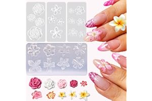 LIFOOST 4pcs Silicone Nail Molds Small Flower Mould 3D Gel Nail Art Carving Templates Spring Summer Floral Manicure Tools