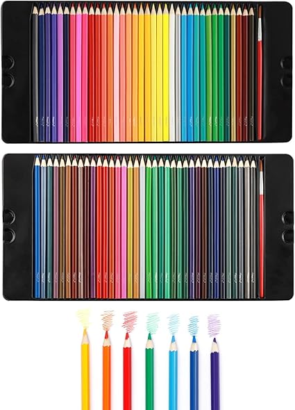 Magicfly 72 Crayon De Couleurs Aquarellables Solubles Avec 2 Pinceaux Crayons Aquarelle étui En Métal Professionnel Pour Adultes Enfants Artistes