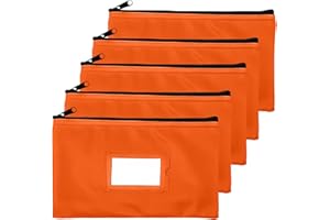 GIDABRAND Money Bank Deposit Bag with Zipper | 11x6 inch | Orange | Durable Leatherette Money Cash Coin Check Wallet Pouch for Men & Women with Framed ID Window and Blank Card (5)