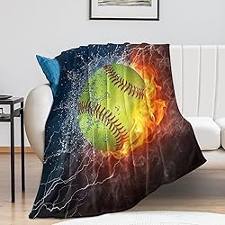Softball On Fire and Water Sofa Throw Blanket