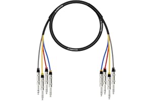 Phenyx Pro 4-Channel TRS Cable, 3 Ft Snake Cord, TRS Patch Wire, Balanced 1/4-Inch Cable, Color-Coded, 4-in-1 Design, 1/4" Audio Cord w/24 AWG OFC Copper (PCBL-QR4IN1-3)