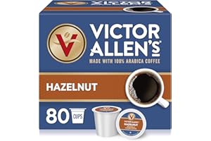Victor Allen's Coffee Hazelnut Flavored, Medium Roast, 80 Count, Single Serve Coffee Pods for Keurig K-Cup Brewers