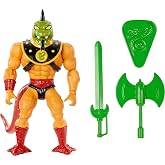 Masters of the Universe Origins Action Figure Reptilax Collectible, 5.5 Inch MOTU Tailed Snake Men Toy with 16 Posable Joints, 3 Weapons