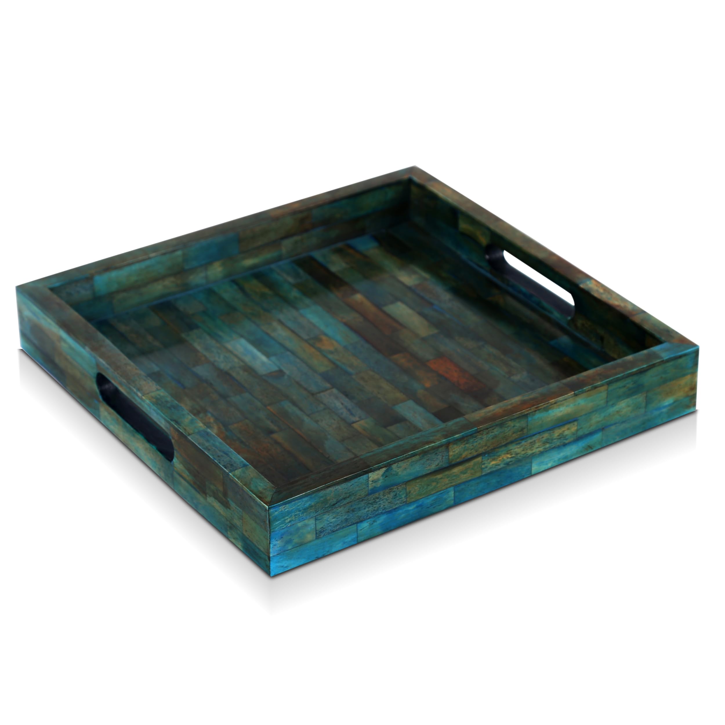 Handicrafts Home Small Bathroom Tray for Countertop, Vanity Tray for Perfume & Cosmetics, Guest Towel Holder, Decorative Serving Tray for Bathroom & Kitchen Counter Organizer, Vintage Decor - 12x12