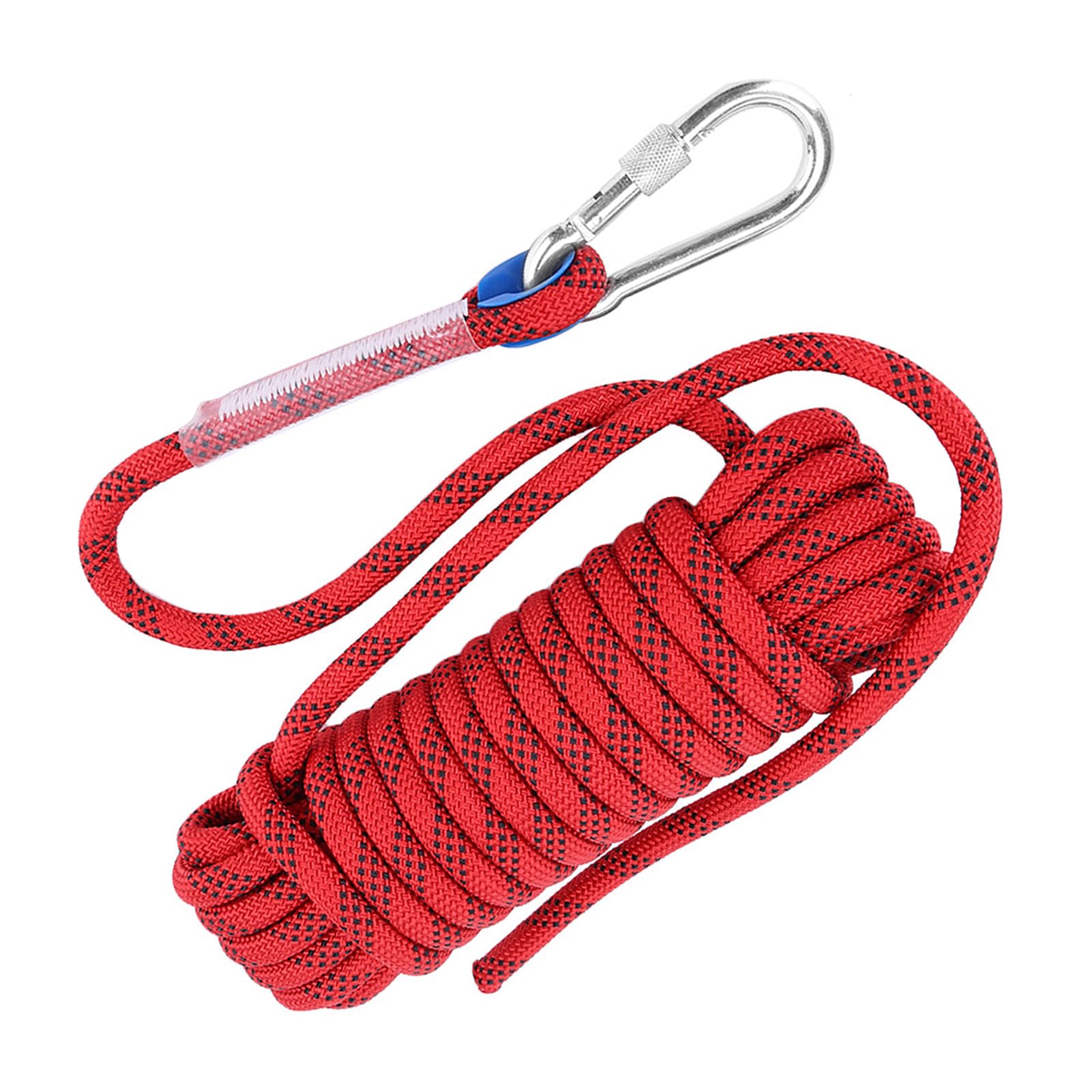 Climbing Rope 12Mm Climbing Rope Climbing Harness Diameter Thick Escape Rope Polyester Cord Ropes Heavy Duty Paracord Rope With Carabiner (Red 10m)