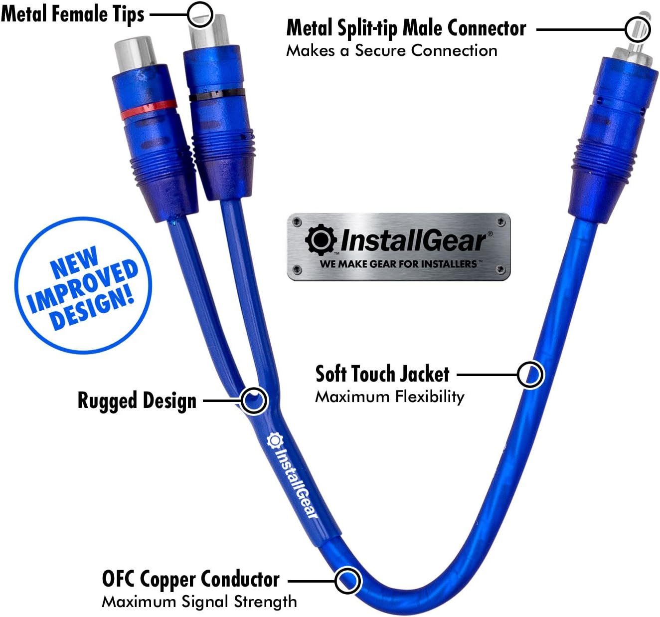 InstallGear 12ft Shielded 2 Male to 2 Male 2-Channel RCA Cable: Home Audio & Theater