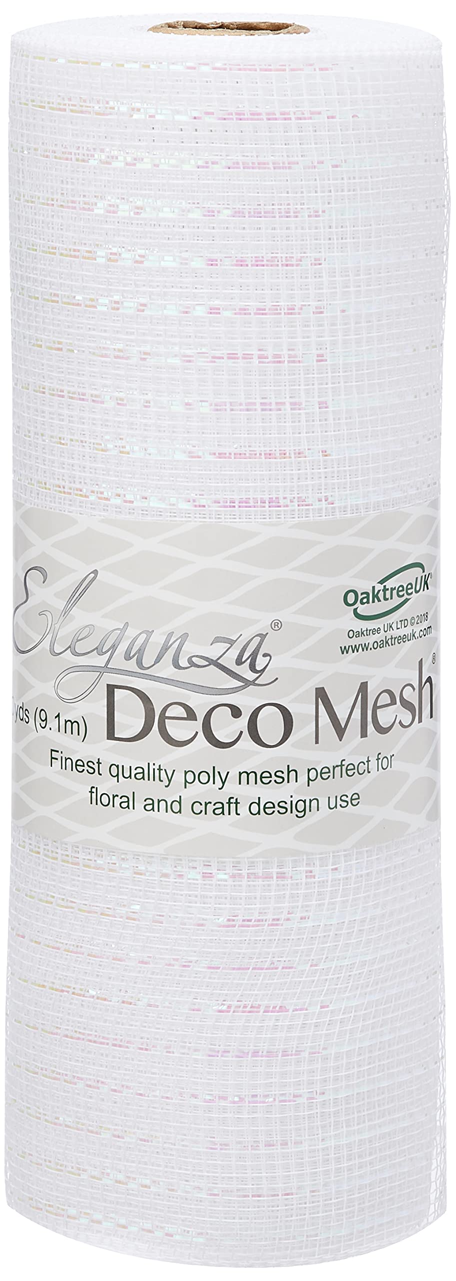 Eleganza Deco Mesh Iridescent 25cm x 9.1m No.42, Synthetic Material, White, 8.2 x 8.2 x 26.2 cm