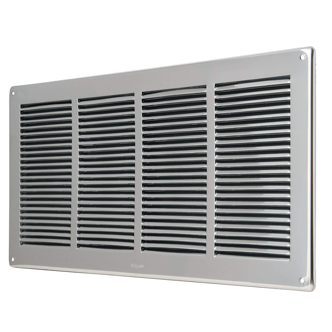 GIN4424R Ventilation Grid Rectangular Stainless Steel 430 Overlay with Insect Net Dimensions 440 x 240 mm