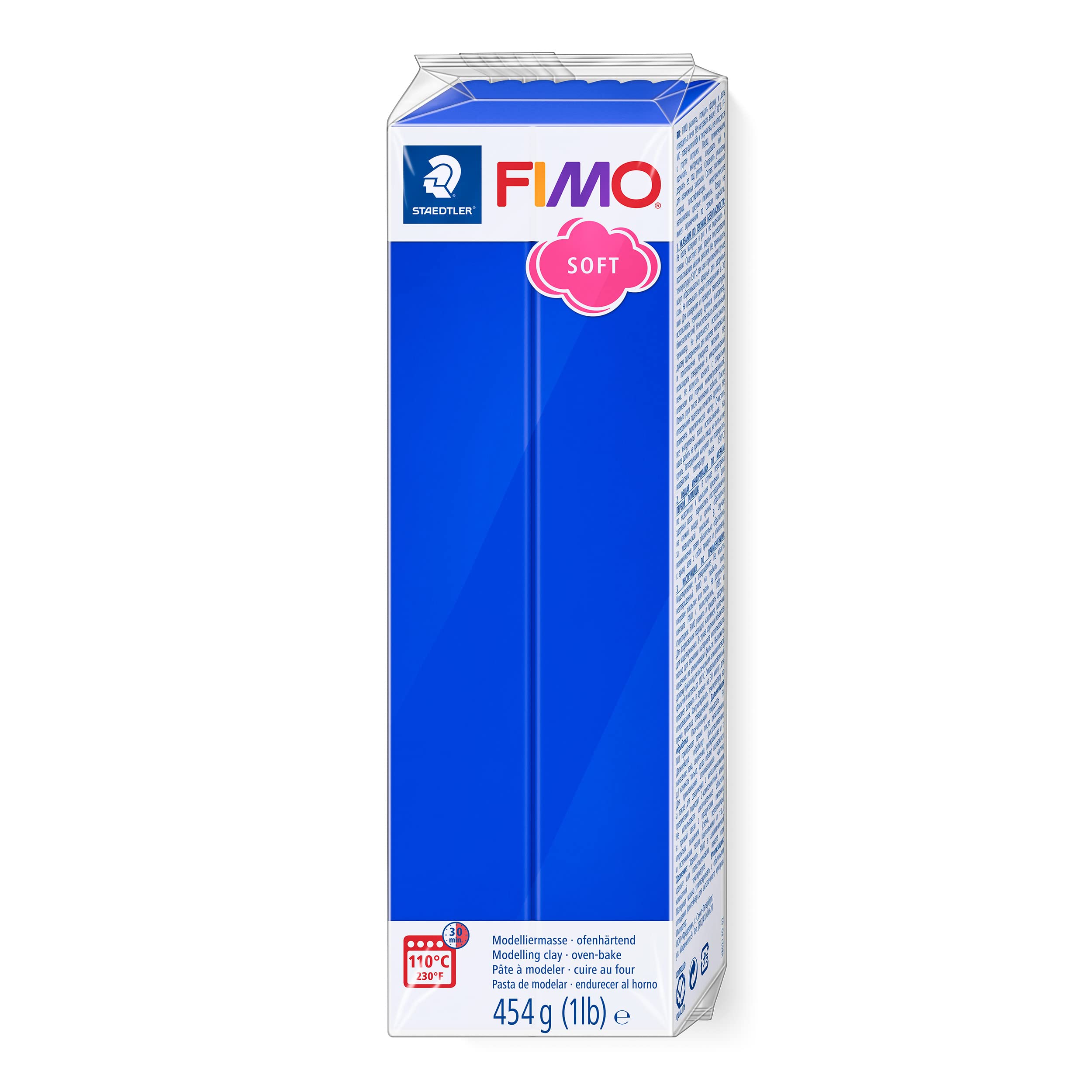 STAEDTLER 8021-33 FIMO Soft Oven-Hardening Polymer Modelling Clay - Brilliant Blue (1 x 454g Block)