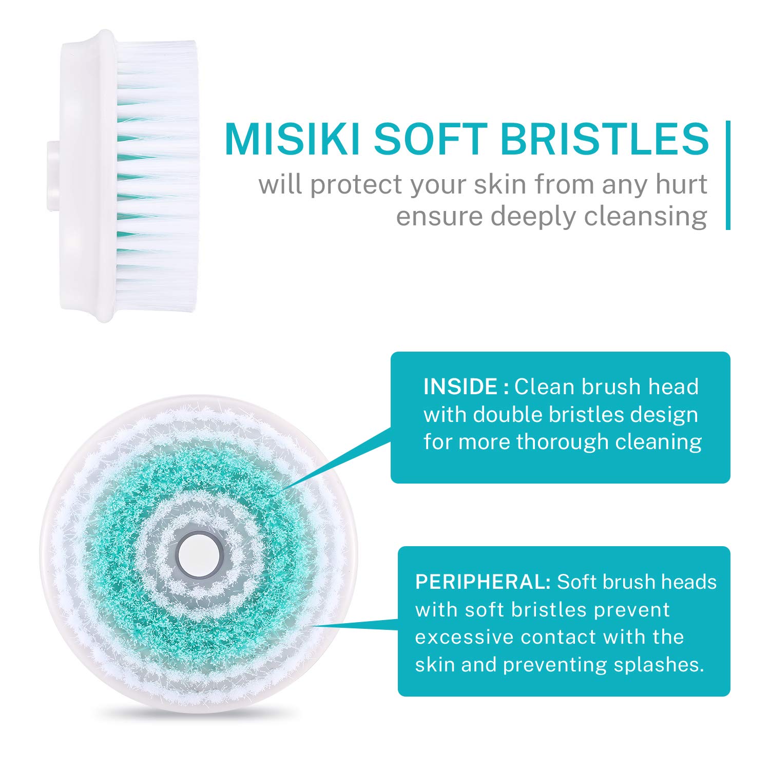 Misiki Facial Cleansing Brush Head 0.1mm Replacement Exfoliate Brush Head for Face Cleansing Brush Suitable for Dry, Oily, Acne-Prone Sensitive Skin-2 Pack: Beauty