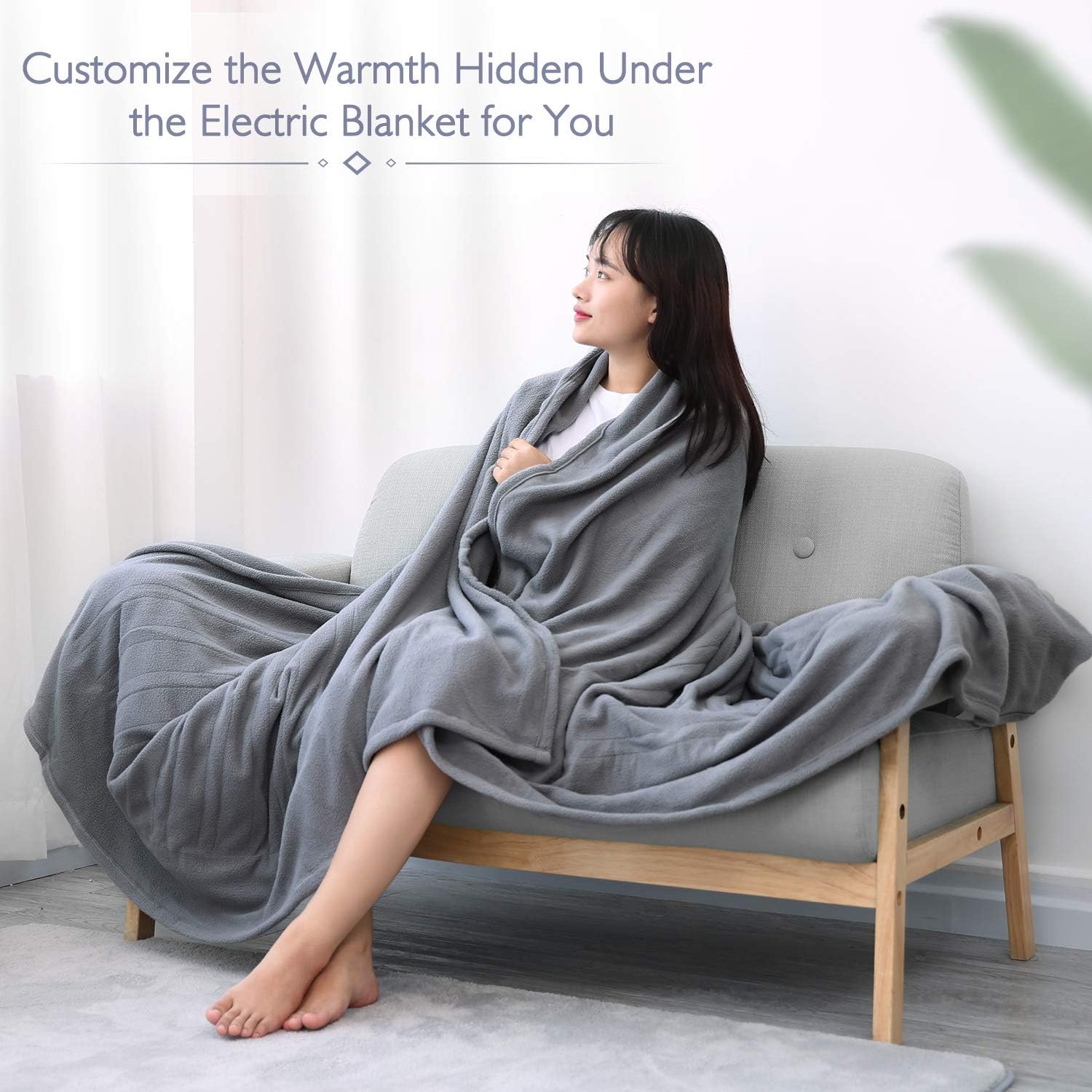 MaxKare Electric Heated Blanket Full Size 77'' x 84'' Heated Throw for Whole Body Warming & Extra Large Size, 4 Heating Levels and 10H Auto-Off with Overheating Protection - Grey: Home & Kitchen
