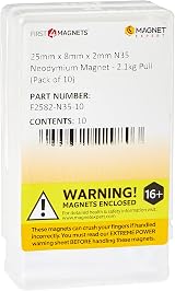 FIRST4MAGNETS N35 Neodymium Magnets 25x8x2mm 2.1kg Pull Pack of 10 DIY Crafts view 3