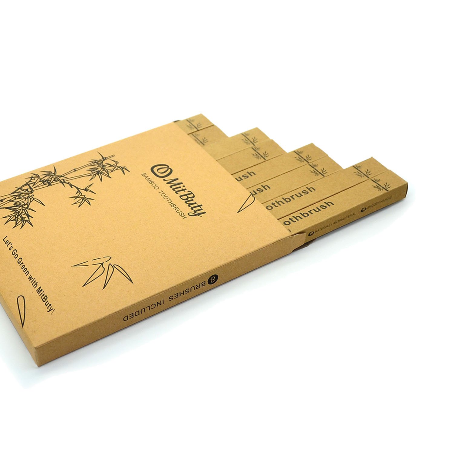 Natural Bamboo Toothbrush [8-Pack] Soft BPA Free Nylon Bristles & Individually Numbered Manual Toothbrushes by MitButy