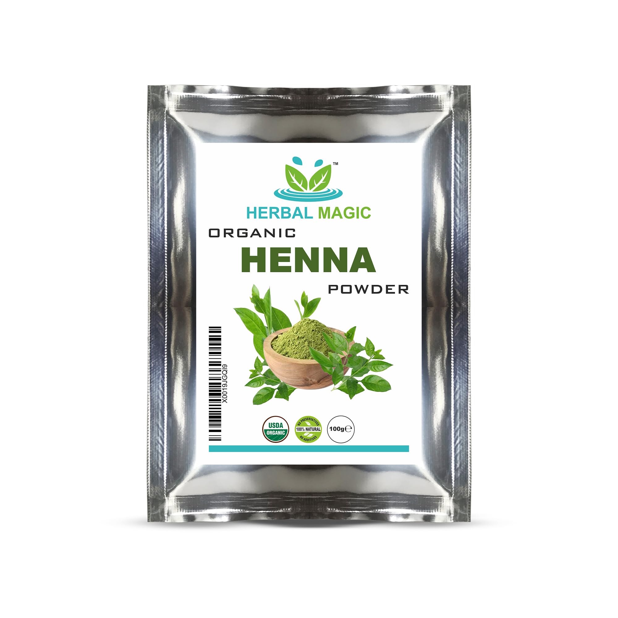 Herbal Magic's Organic Henna Powder for Hair, USDA,Triple Sifted, Herbal Hair Mask, Natural Hair Dye Colour, Body Art Quality, Chemical Free Hair Coloring Free from Fillers & Preservatives-100g