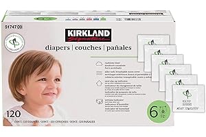 HAO Kirkland Signature Diapers Size 6 (35 lbs +) 120 Count W/ Exclusive Health and Outdoors Wipes