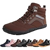 Womens Mens Winter Barefoot Boots Warm Minimalist Wide Toe Box Snow Boots Zero Drop Sole Outdoor Water Resistant Ankle Booties