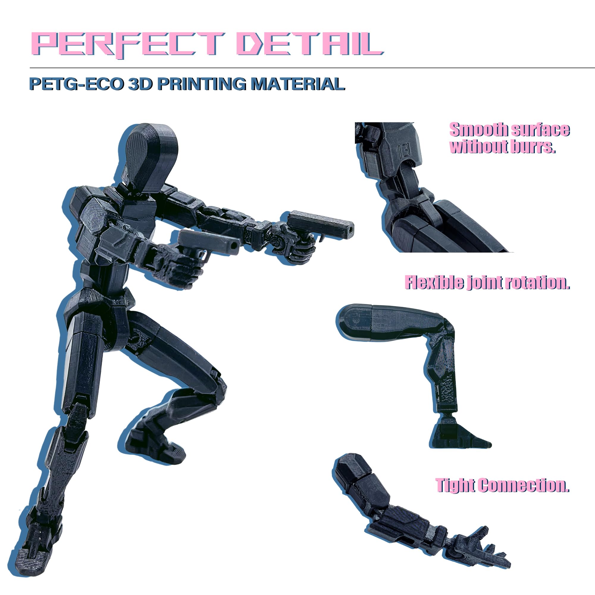 (Assembly Completed) T13 Action Figure Set, 3D Printed Toys Robo 13 Action Figure,Dummy 13 Titan 13 Action Figure (Black)