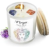 Virgo Candle Gift for Women with Crystals, Zodiac Crystals Candle, August September Birthday Gifts for Her, Mom, Sister, Friends, Meditation, Yoga, Relaxation(7oz)