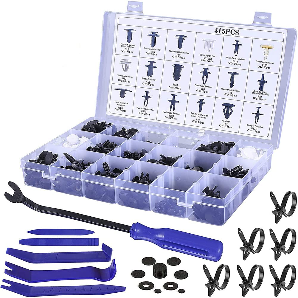 Car Fastener Box Set - 447pcs Plastic Rivets, Fastener Remover, Trim Removal Tools for Car Panel, Screws