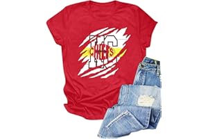 VILOVE Vintage Football Shirt for Women Game Day Tshirt Sunday Funday Shirt Casual Football Season Short Sleeve Tops
