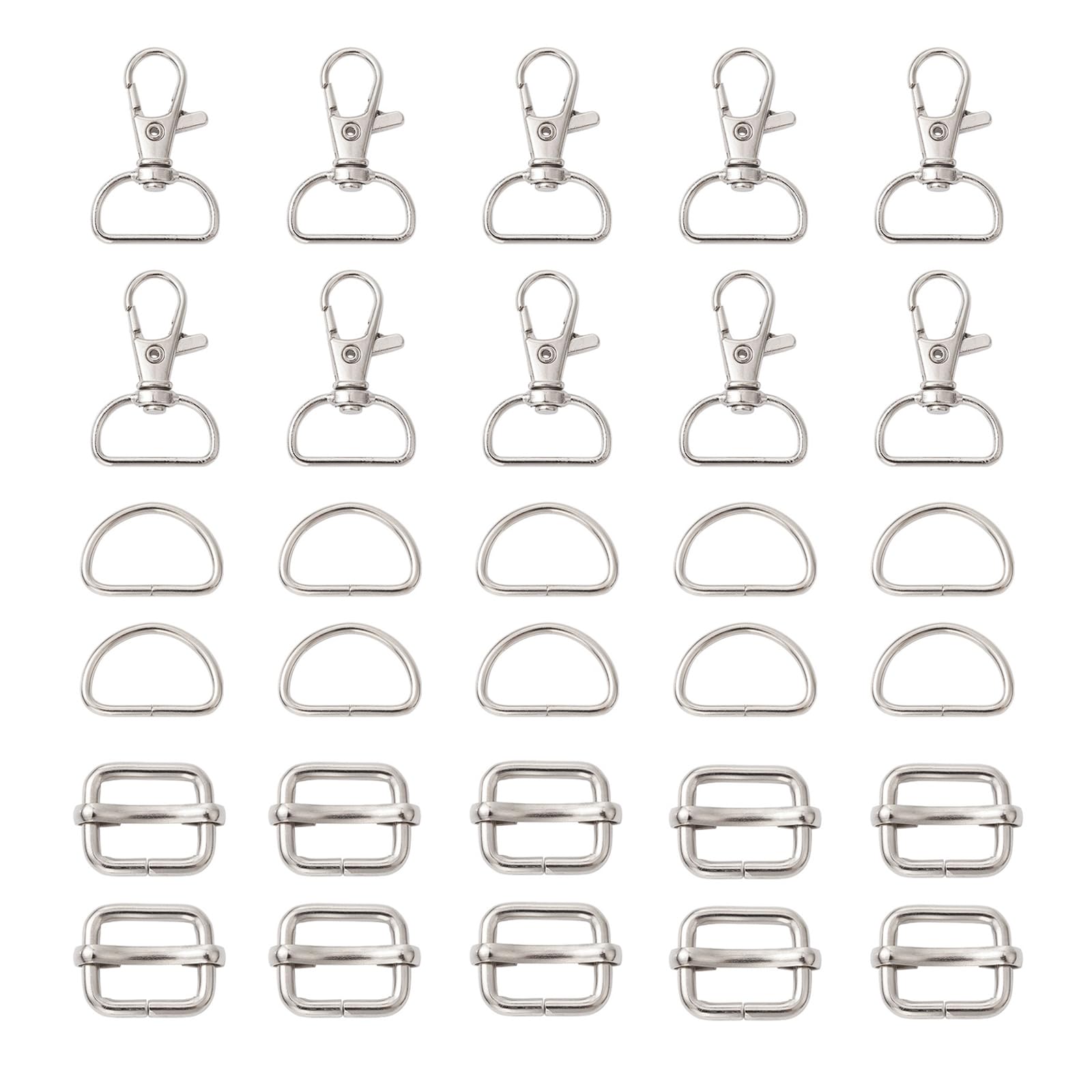 Stiesy Bag Clasps Set 10Pcs Swivel Clips Clasp with 10Pcs D Rings Metal Lobster Claw Clasps 10Pcs Bags Buckle for DIY Bags Straps Keyring Lanyards Clips Crafts