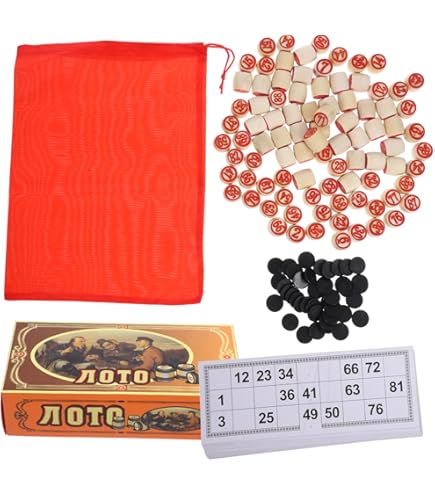 Lottospel - Jeu de Loto - 48 Kaarten - 90 Houten Fiches