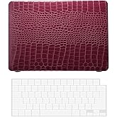 Hard Case Compatible with MacBook Air 13 Inch Case 2020 2019 2018 Release Model A2337 M1 A2179 A1932 with Retina Display & Touch ID, PU Leather Hard Shell Cover & Keyboard Cover Skin, Dark red