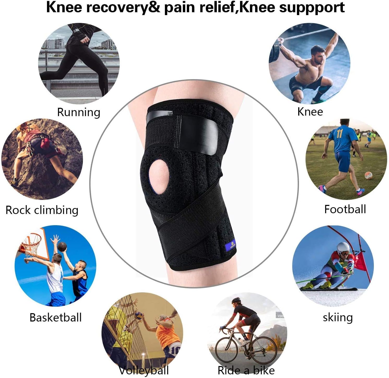 Plus Size - Adjustable Knee Braces (Shipped from USA) with Side Stabilizers & Patella Gel Pads,Knee Support for Knee Joint Recovery or Injury Prevention for Man and Women: Health & Personal Care