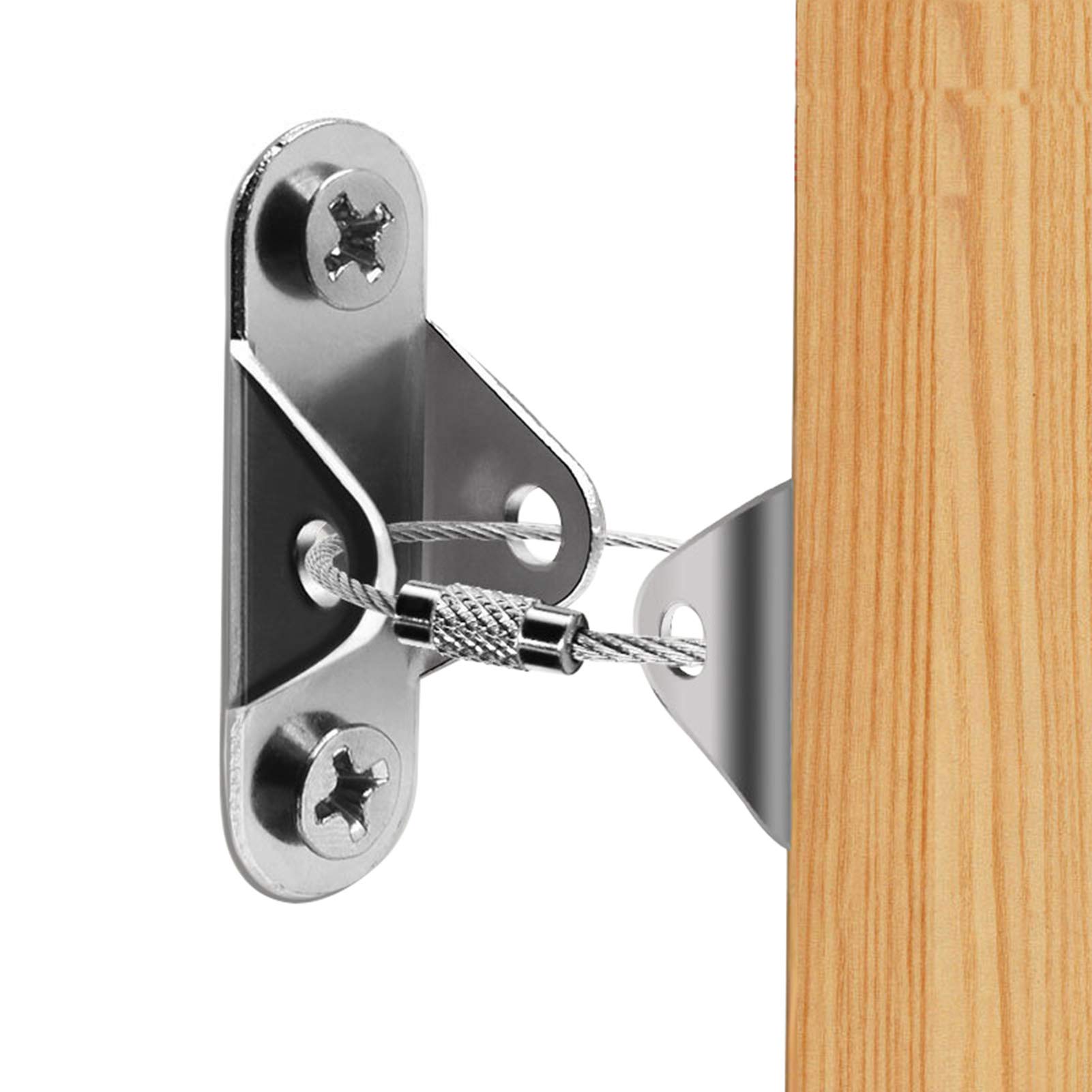 Fuyamp 6 Packs Metal Furniture Straps, Baby & Pet Proofing Anti Tip Furniture Locks Kits for Secure Bookshelf, Dresser and Heavy Cabinet (Silver)