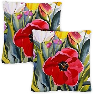 Toland Home Garden 761219 Tulip Garden 18 x 18 Inch Indoor/Outdoor, Pillow Case (2-Pack)