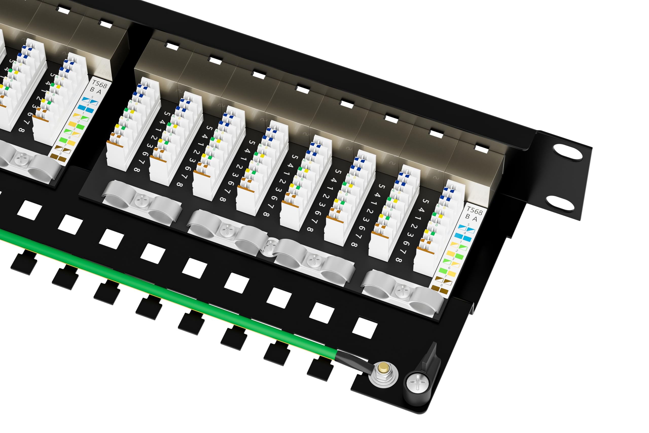 FGB CAT 7 Patchpanel Verteilerfeld 24 Port - 19" Zoll Rackeinbau Servermontage RJ45 Geschirmt - Patchpanel Geschirmt Netzwerk-Patchpanel für Gigabit-Netzwerk-Switch 4