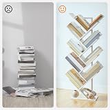 HOOBRO Tree Bookshelf Tall 9-Tier White Floor Standing Bookcase EWT08SJ01G1 view 6