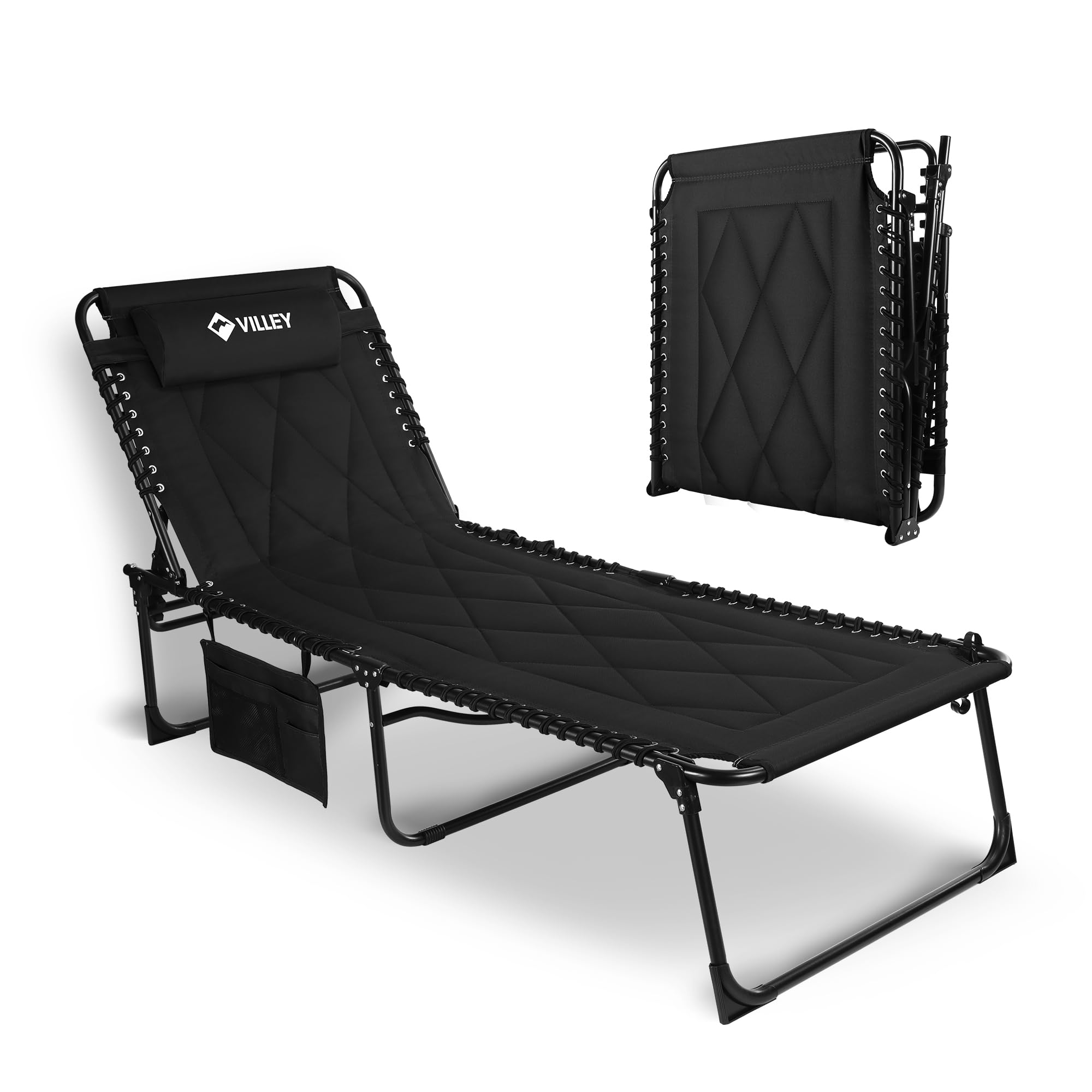 VILLEY Oversized Padded Chaise Lounge with Cushion, Foldable