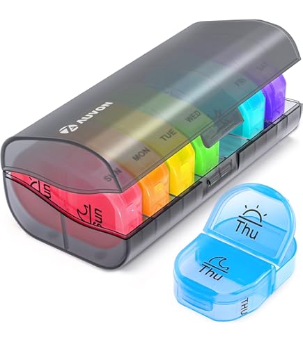 Buy Auvon 7-Day Pill Organizer - BPA-Free Medication Box With Large Compartments For Vitamins & Fish Oil - Stylish Black Design | Buy Now With Express International Delivery - View #13
