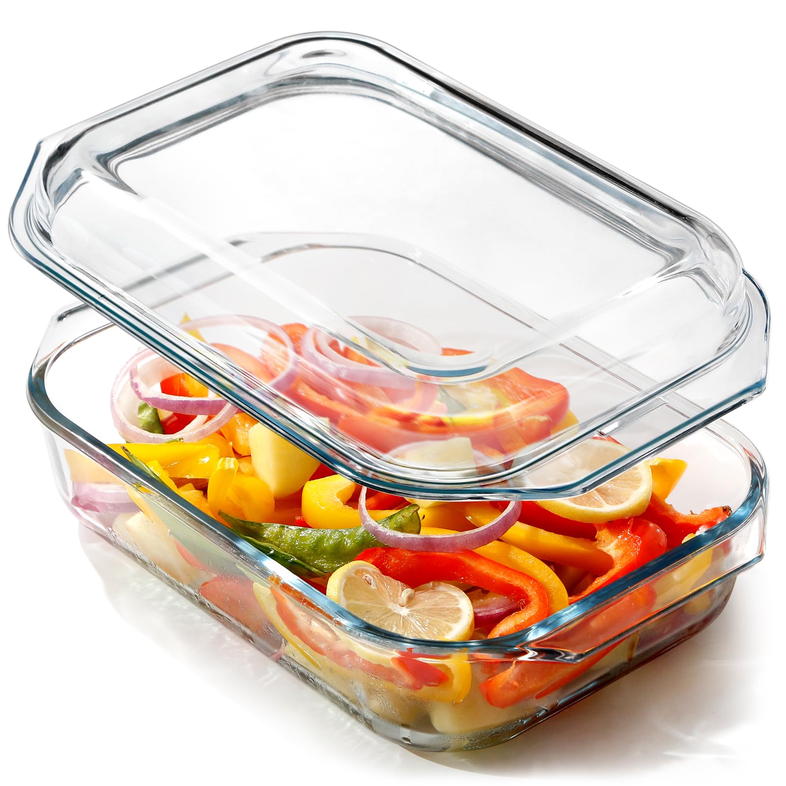 2.1L Glass Casserole Dish With Glass Lid - Lidded Oven Cookware