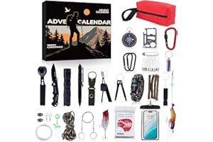 UISEBA Survival Kit Advent Calendar for Men 24 Days Countdown with Premium Outdoor Survival Tools with Essential Emergency Gear Cool Gadgets Ideal Gift for Adventurers Campers Survivalists